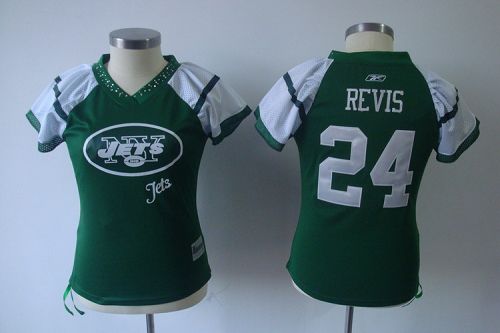 Jets #24 Darrelle Revis Green 2011 Women's Field Flirt Stitched NFL Jersey